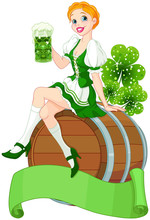 St. Patrick Day Girl On The Keg