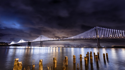 Fototapete - San Francisco-Oakland Bay Bridge at night