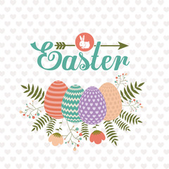 Sticker - Happy easter card design, vector illustration.