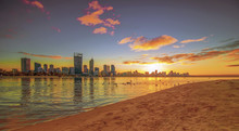 Golden Sunrise View Of Perth Skyline