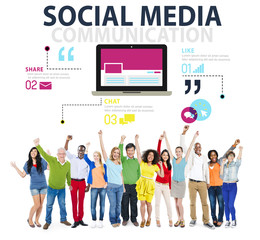 Wall Mural - Social Media Social Networking Technology Connection Concept