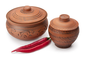 Wall Mural - clay pots and peppers