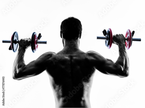 Naklejka na meble man exercising fitness weights exercises silhouette