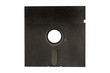 Black old vintage floppy disk isolated on white background
