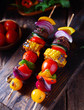 Colorful vegan vegetable skewers