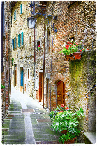 Naklejka - mata magnetyczna na lodówkę charming old streets of medieval towns of Italy