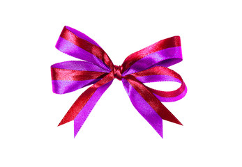 Wall Mural - Magenta (purple)fabric ribbon and bow. isolated.