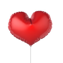 Heart Shape Red Party Balloons. Isolated On White Background