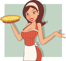 Housewife Holding Pie