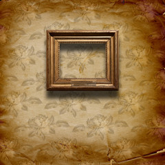 Old room, grunge interior with frames in style baroque