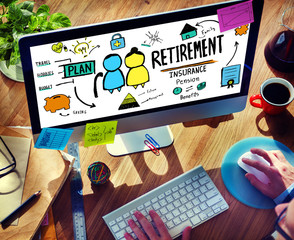 Wall Mural - businessman retirement computer technology working concept