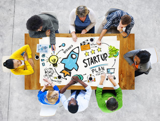 Poster - start up business launch success people meeting concept