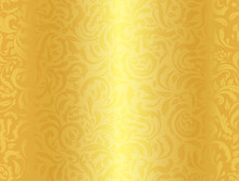 Luxury Golden Background With Damask Floral Pattern