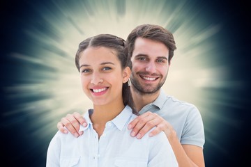 Poster - Composite image of cute couple smiling at camera