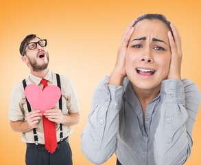 Leinwandbilder - Composite image of desperate businesswoman