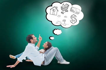 Poster - Composite image of attractive young couple lying down