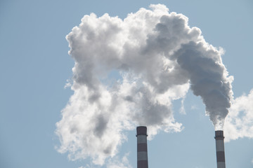 Factory chimney in winter