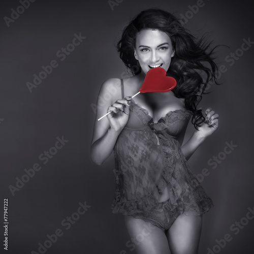Obraz w ramie Sexy woman with lollipop.