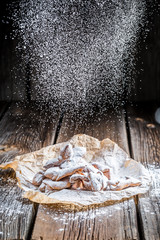 Angel wings with powdered sugar