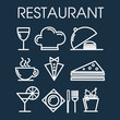 Set of restaurant line icon.
