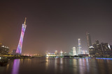 Fototapeta Londyn - night skyline and modern cityscsape in guangzhou at riverside