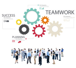 Sticker - Teamwork Team Group Gear Partnership Cooperation Concept