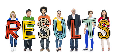 Sticker - Group of People Standing Holding Result Letter
