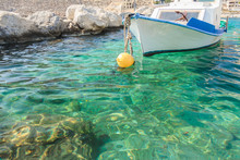 Greek Fishing Motorboat Floating On Kalymnos