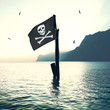 pirate's flag wind in the sea