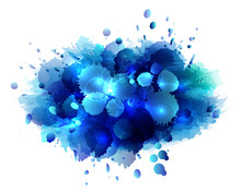Abstract Artistic Background Of Blue Paint Splashes