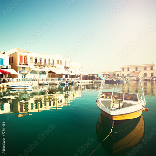 Fotoboard na płycie Rethymnon crete stare miasto, łodzie i morze, wrażenia Grecji