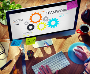 Canvas Print - Teamwork Team Group Gear Partnership Cooperation Concept