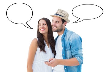 Poster - Composite image of happy hipster couple smiling together