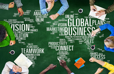 Sticker - Global Business World Commercial Business People Concept