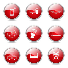 Telecom Communication Red Vector Button Icon Design Set 2