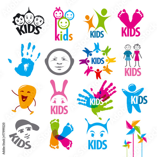 Obraz w ramie big set of vector logos children