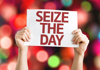 Seize the Day card with colorful background