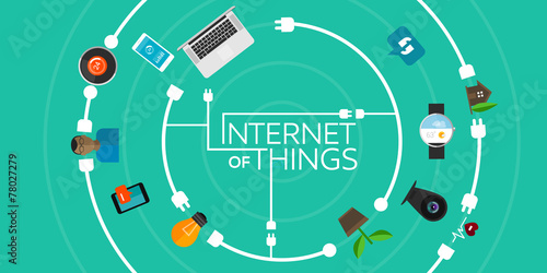 Fotografie, Obraz Internet of Things flat iconic illustration