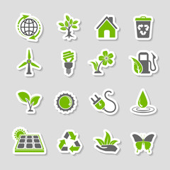 Environment Icons Sticker Set