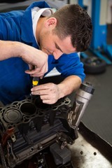 Wall Mural - Mechanic working on an engine