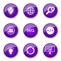 SEO Internet Sign Violet Vector Button Icon Design Set 2