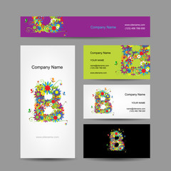 Canvas Print - Set of business cards with floral letter B design