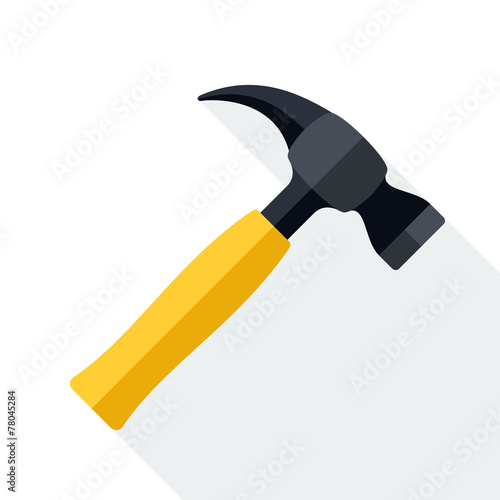 Hammer icon with long shadow on white background Tableau sur Toile