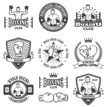 Set Of Vintage Boxing Emblems