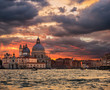 Gorgeous sunset over Grand Canal in Venice