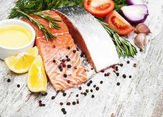 Wall Mural - portions of fresh salmon fillet