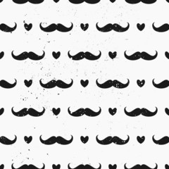 Poster - mustaches and hearts seamless pattern