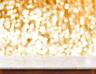 Aufkleber - marble Table with bokeh golden sparkling background,Empty room f