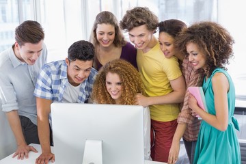 Wall Mural - Students working in computer room