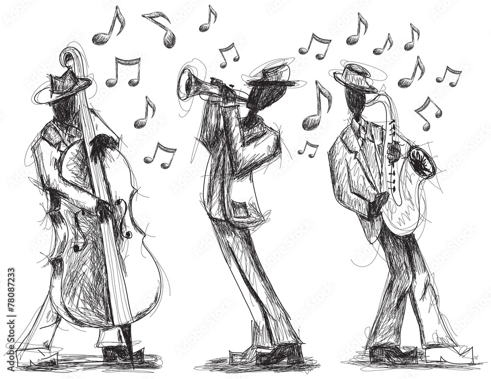 Jazz band doodles - obrazy, fototapety, plakaty 
